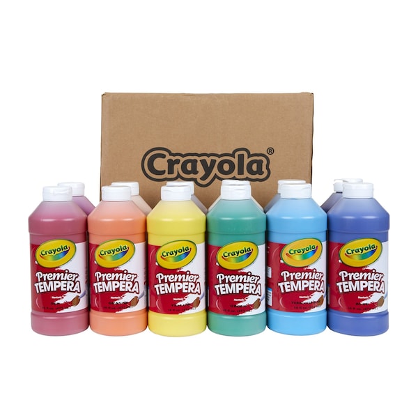 Premier Tempera Paint Set, 16 oz. Assorted Colors, 12 Colors, 12PK